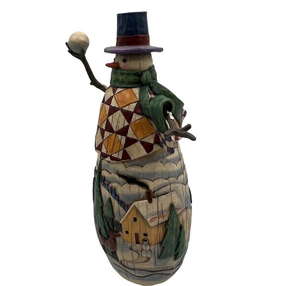 Jim Shore SIGNED 2004 Collectors Heartwood Creek 12" Winter Mischief Snowman - Picture 10 of 12